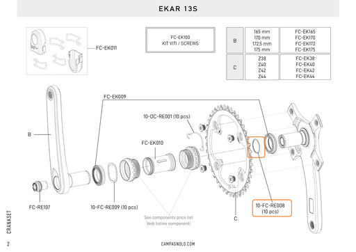 Crankset Spindle UT/PT Spring Clip (10pcs)